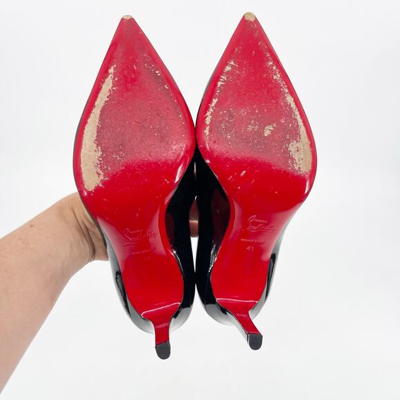 Christian Louboutin Pigalle Black Patent Leather Pointed Toe Heels Pumps EU 41 - Picture 9 of 12
